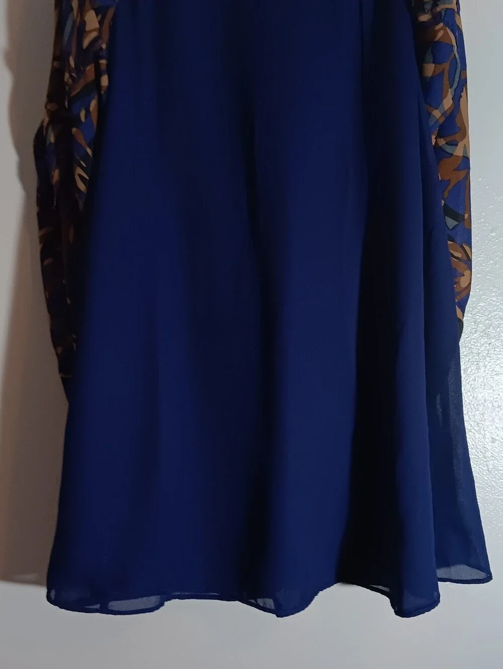 Women's Blue and Brown Printed Midi Skirt